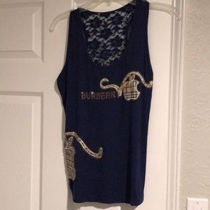 Burberry Dark blue tank top see through